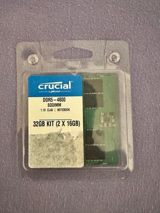 Crucial DDR5-4800 SODIMM 32GB (2x16GB) nuevos