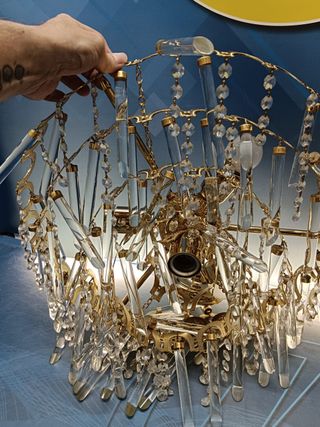 Preciosa Lampara de techo, mid century, dorada 46 x45 cm