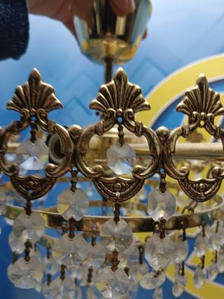 Dos lamparas de techo mid century, cristal de roca, 30 cm. de diámetro