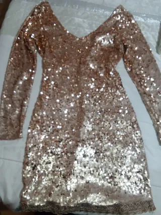 Vestido de fiesta lentejuelas dorado 38.40