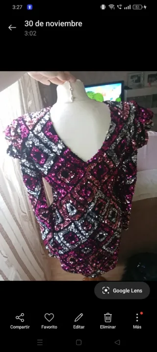 Vestido fiesta lentejuelas rosa y plata 38.40