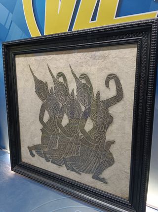 CUADRO, Obra tailandesa, THAI TEMPLE, asiática, 61X63X4 CM.