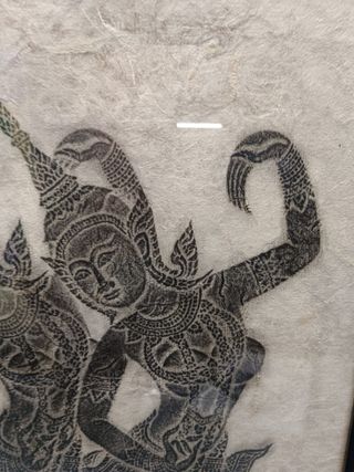 CUADRO, Obra tailandesa, THAI TEMPLE, asiática, 61X63X4 CM.