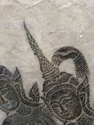 CUADRO, Obra tailandesa, THAI TEMPLE, asiática, 61X63X4 CM.