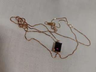 Collar Oro 18k Granate Rodolita y Diamante