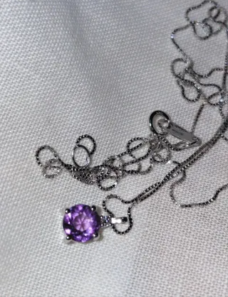 Collar y colgante diamante y amatista oro 18k