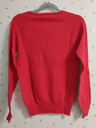 Jersey Rojo cuello Pico Zara Talla M