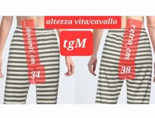 Pantaloni Le Streghe tg M righe grigio beige