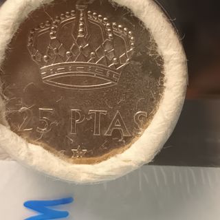 Cartucho monedas 25 Pts 1975 *80. Muy escaso
