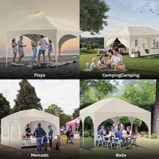 CARPA PLEGABLE 6x3 BEIGE NUEVA CON PAREDES