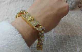 Pulsera Chapada Oro 18k con Circonitas Blancas