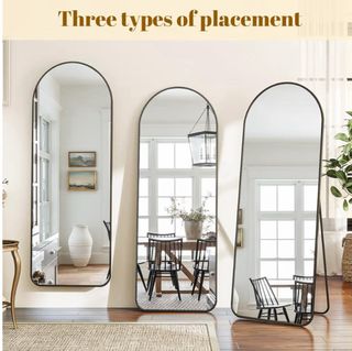 EN CAJA.Espejo Arqueado Negro Metal