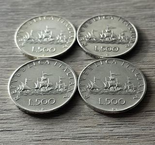 Set 4 Monete 500 Lire Argento