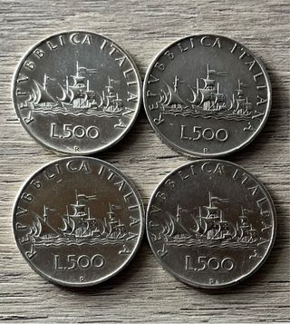Set 4 Monete 500 Lire Argento
