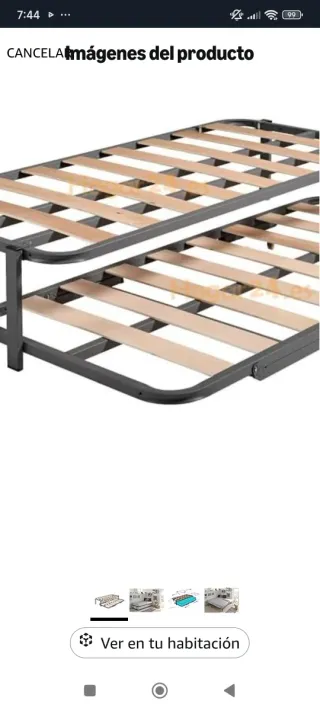 Cama nido metálica con somier de madera