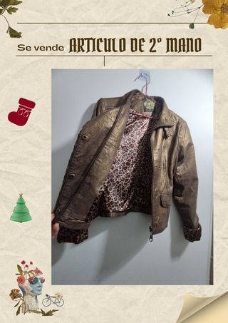 Cazadora de piel efecto metalizado