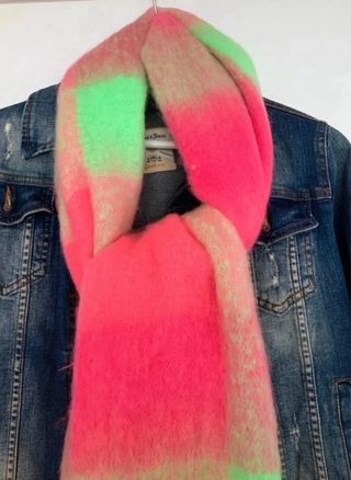 Bufanda cuadros rosa y verde