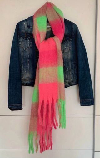 Bufanda cuadros rosa y verde