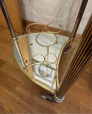 Mesa centro cristal metal dorado antigua