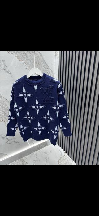 Maglione Louis Vuitton Monogram Blu e Bianco