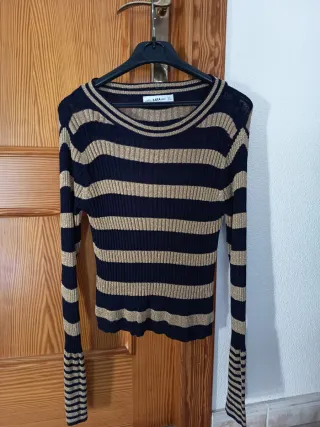 Blusa Zara Rayas Doradas y Negras