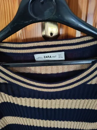 Blusa Zara Rayas Doradas y Negras