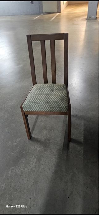 6 Sillas de Comedor Madera y Tela