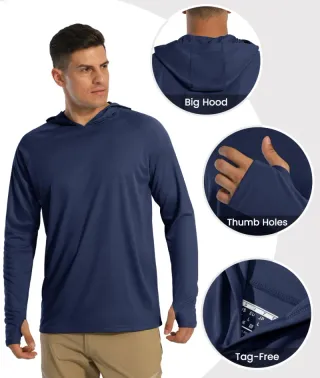 MAGCOMSEN Camiseta Manga Larga Hombre Azul Talla L