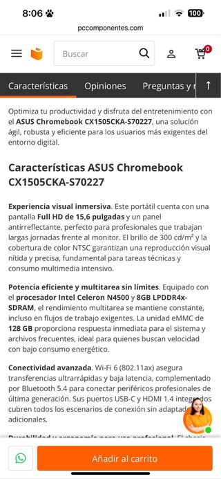 ASUS Chromebook CX1505CKA Nuovo