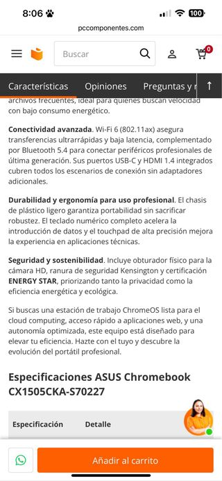 ASUS Chromebook CX1505CKA Nuovo