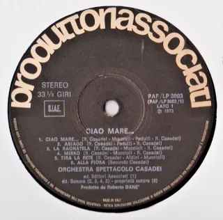 Orchestra Spettacolo Casadei Ciao Mare LP 12"