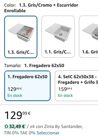 Fregadero Cocina Primagran MILANO Granito Gris