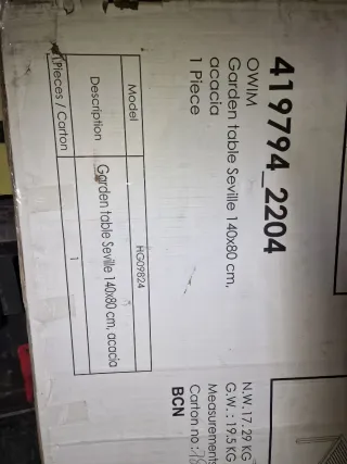 Mesa jardín madera y silla plegable Sevilla