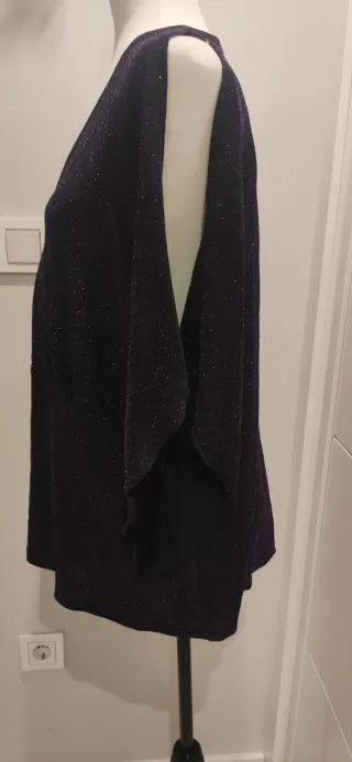 Blusa fiesta brillo negro y morado