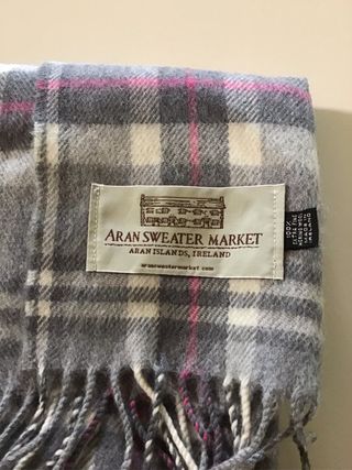Sciarpa Aran Sweater Market lana quadri grigi rosa