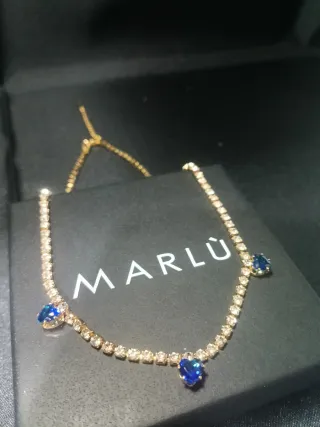 Collana colore oro tennis con zirconi blu