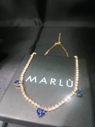 Collana colore oro tennis con zirconi blu