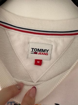 Sudadera Tommy Jeans Blanca Logo Arcoíris