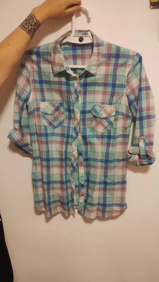 Camisa cuadros azul y verde