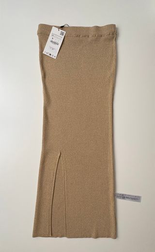 Falda  Midi Zara Hilo Metalizado Talla XS