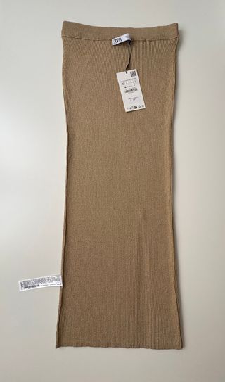 Falda  Midi Zara Hilo Metalizado Talla XS