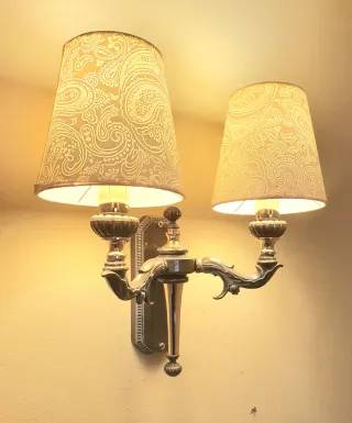 Conjunto de 3 apliques bronce con pantalla