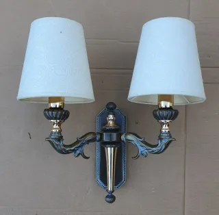 Conjunto de 3 apliques bronce con pantalla