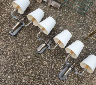 Conjunto de 3 apliques bronce con pantalla