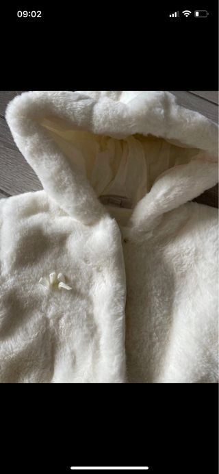 Pelliccia bianca bimba con cappuccio