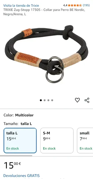 Collar perro anti tirones Talla L, nuevo