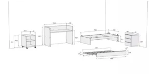 Cuna convertible en habitación Alondra blanca