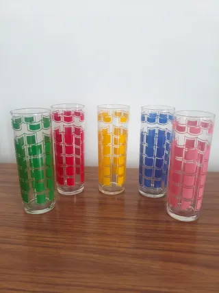 Set 5 Vasos Vidrio Multicolor