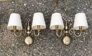 Conjunto de 2 apliques de bronce con pantalla