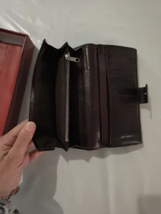 Portafogli donna vera pelle color marrone coffee